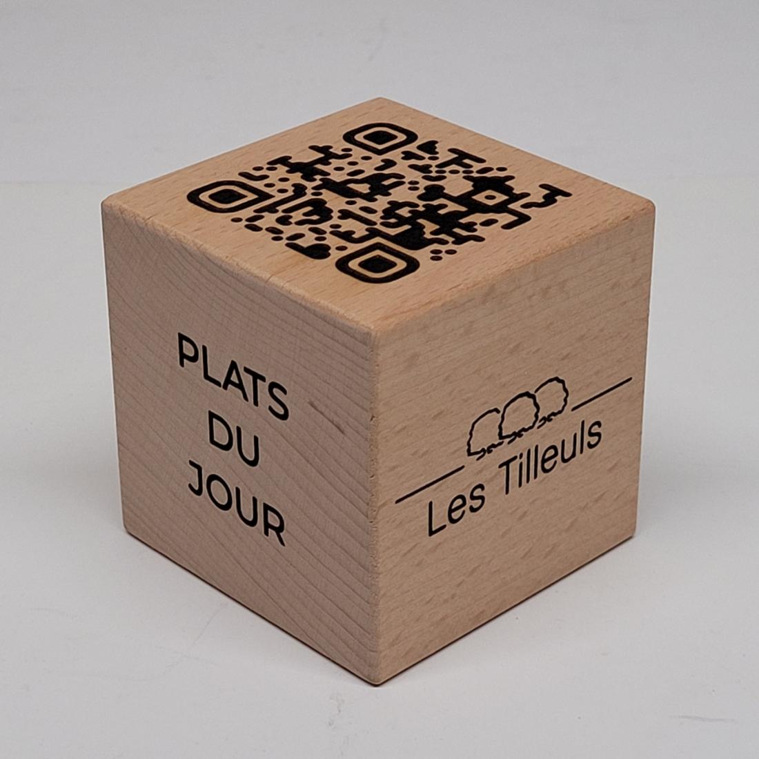 Cube QR Code en bois massif
