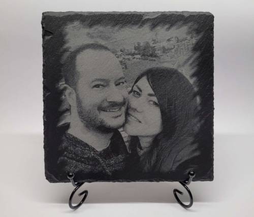 Gravure portrait photo sur ardoise, cadeau de Noël, cadeau de mariage, cadeau d'anniversaire
